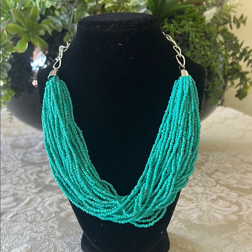 Multi-layered Turquoise Beaded Necklace